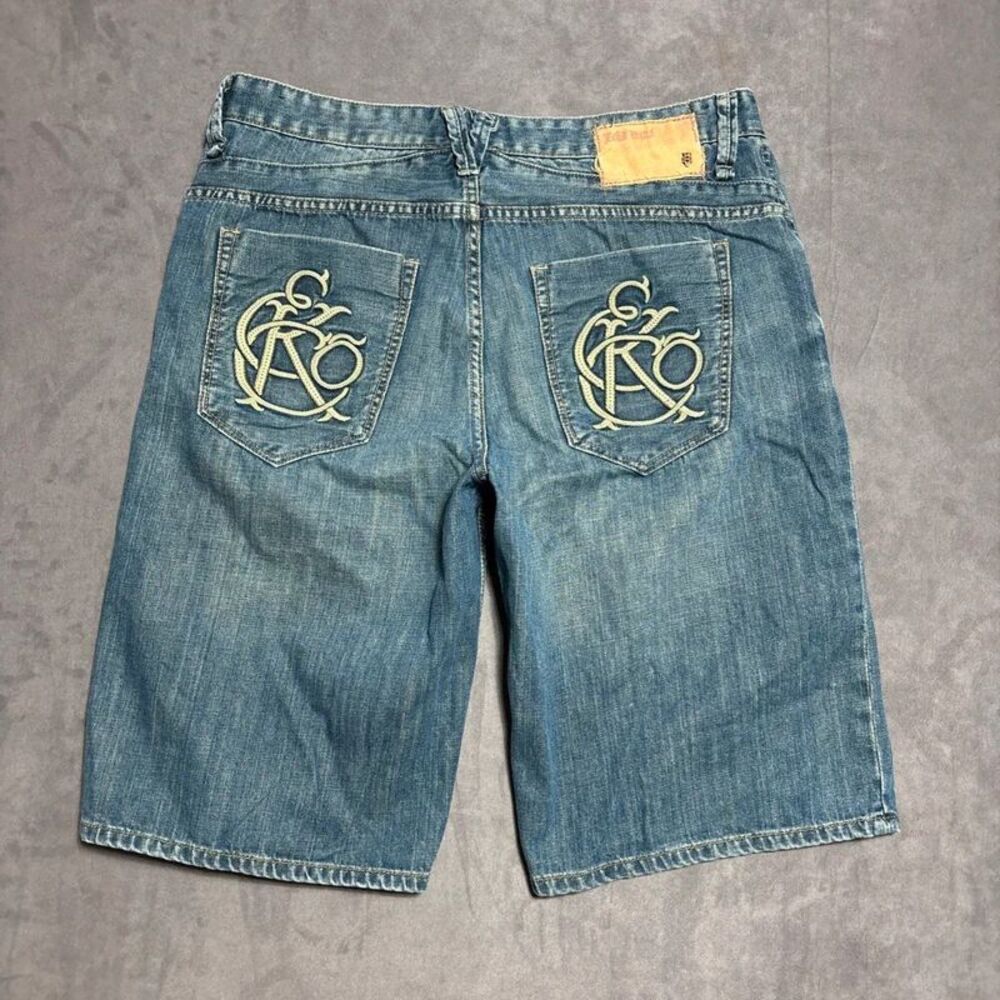 Vintage Ecko Unltd Jean Shorts Mens 36 Baggy Y2K Monogram Embroidered Jorts